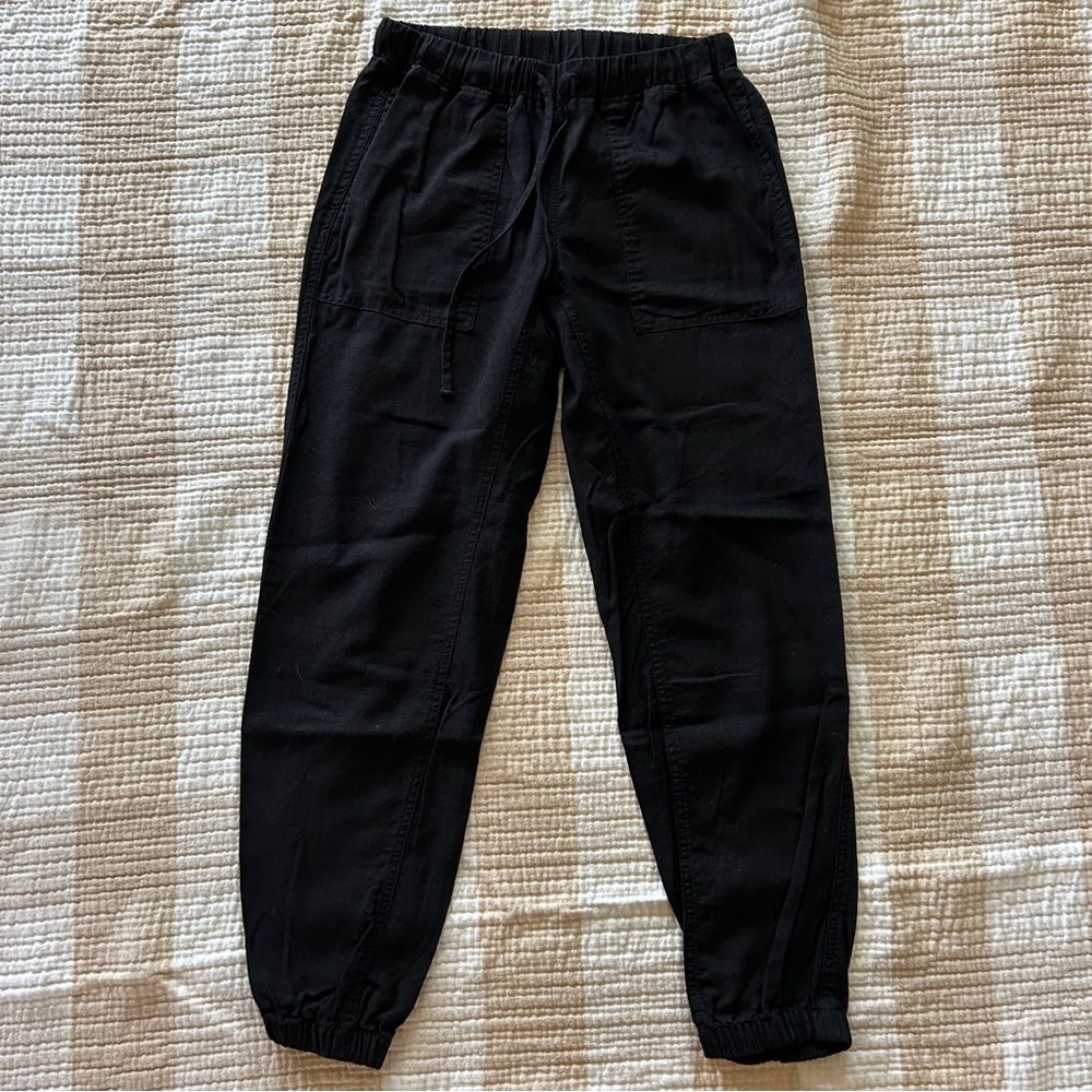 Love Tree Black Linen‎ Drawstring Jogger Pants, Size Small - Picture 2 of 9